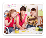 kids playing with teacher